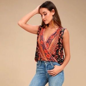 Free People black orange Havana tank M